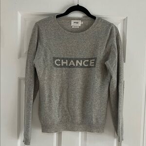 Not Shy Paris Cashmere Sweater – Size Small – Gray “Chance” Logo